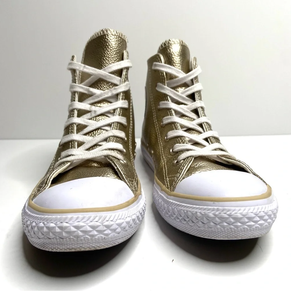 Converse All Star Chuck Taylor Metallic Gold Leather High Top Sneakers Size 3